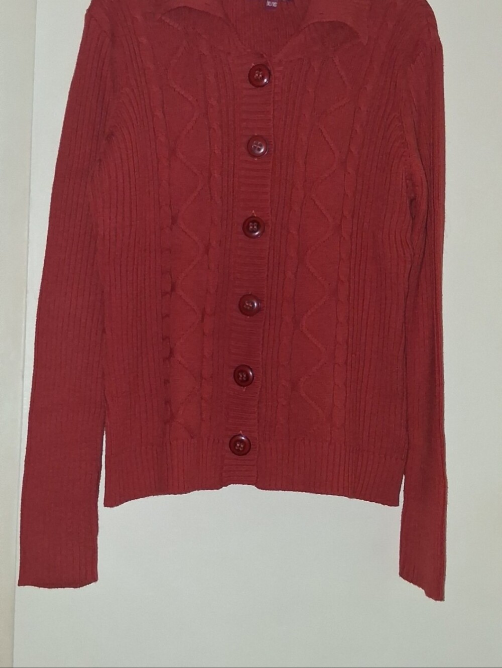 Women's Rust Ribbed Button Sweater - Picture 2 of 2